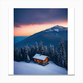 Cabin At Sunset Canvas Print
