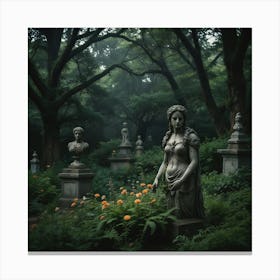 Woman In A Cemetery Canvas Print