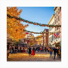 Autumn Street Scene Canvas Print