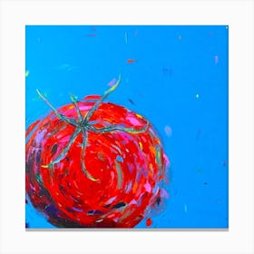 Tomato On Blue Square Canvas Print
