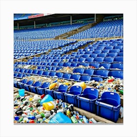 Stadium Rubbish Litter Trash Debris Pollution Garbage Waste Environment Cleanup Waste Man (2) Canvas Print