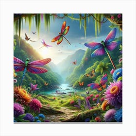 Dragonflies In The Garden Canvas Print