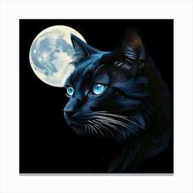 Black Cat With Blue Eyes Canvas Print