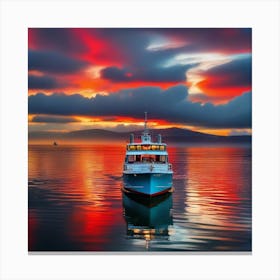 Sunset On A Boat Canvas Print