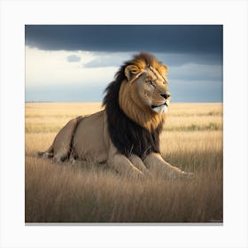 Lion In The Grass Canvas Print