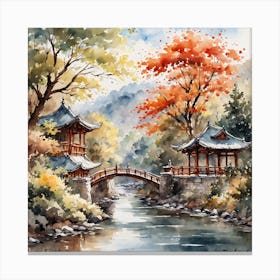 Asian Watercolor Painting Canvas Print