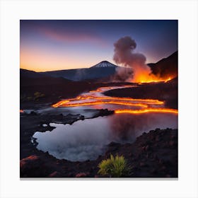 Lava Lake At Sunset Canvas Print