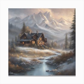 Cabin In The Mountains Canvas Print