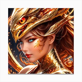 Woman In A Golden Dragon Costume o Canvas Print