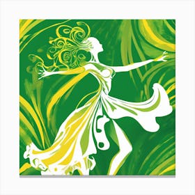 Dancer In Green Dress Canvas Print