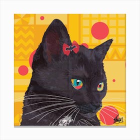 Billi Black Cat Square Canvas Print
