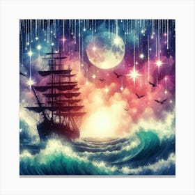 Ship In The Night Sky 3 Canvas Print