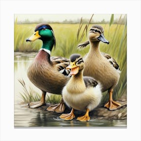 Ducks By The Water Canvas Print