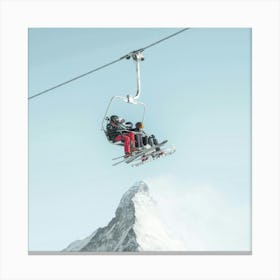 Ski Lift - Winter Landscape - Square Canvas Print