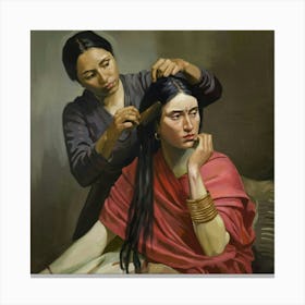 Woman Gets Her Hair done Canvas Print