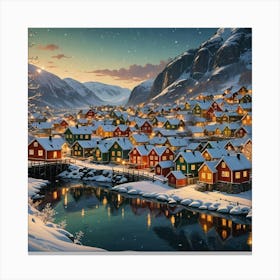 Christmas Village In Norway Canvas Print