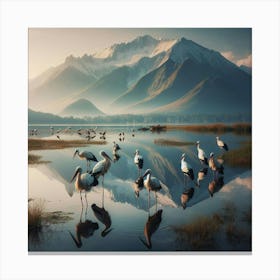 Birds By The Lake Canvas Print