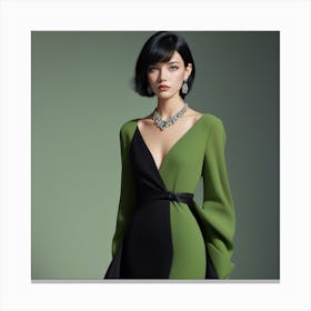 Green And Black Dress Canvas Print