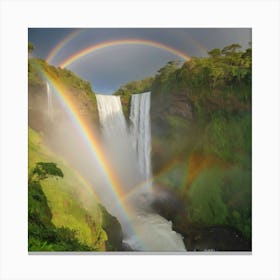 Rainbow Over The Falls paintings art print Canvas Print