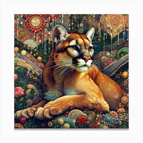 Cougar in the Style of Collage Canvas Print