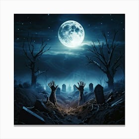 Graveyard At Night 19 Canvas Print