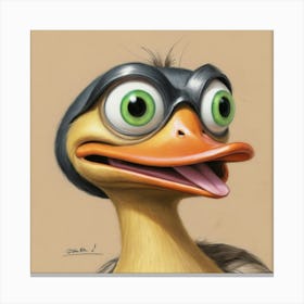 Duck With Goggles Canvas Print