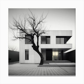 Modern House With Tree Canvas Print