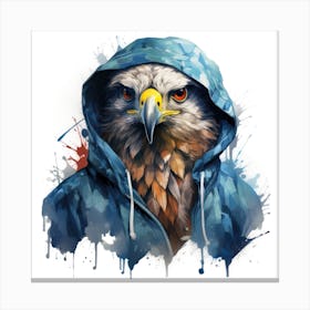 Watercolour Cartoon Falcon In A Hoodie Canvas Print