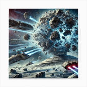 A Futuristic Sci Fi Scene Illustrating The Debris Canvas Print