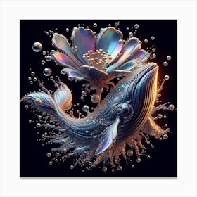 Whale And Flower Canvas Print