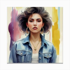 Girl In Denim Jacket 1 Canvas Print