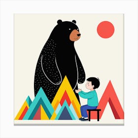 Bear And A Boy 16 Canvas Print