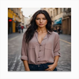 Beautiful Woman In Jeans Canvas Print