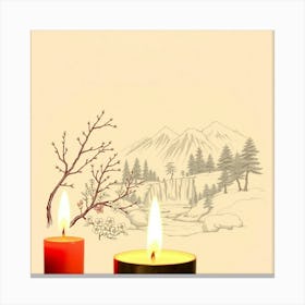 Winter Scene With Candles Canvas Print