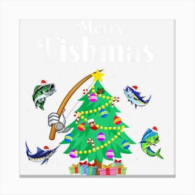 Merry Fishmas Christmas Fishing Christmas Custom Pine Tree 1 Canvas Print