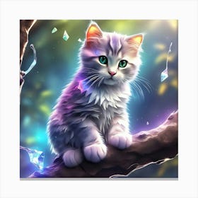 Cute Kitten In A Tree Canvas Print