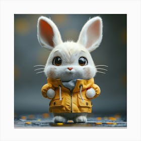Cute Bunny In Yellow Jacket Canvas Print