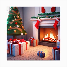 Christmas Tree And Presents 5 Canvas Print