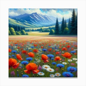 Poppies In The Mountains Canvas Print