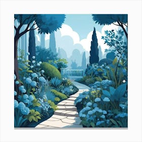 Graphic Design Blue Garden Art 3 Canvas Print