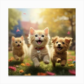 Running Kittens Canvas Print