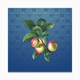 Vintage Apple Botanical on Bahama Blue Pattern n.0902 Canvas Print