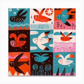 Owls 4 Square Canvas Print