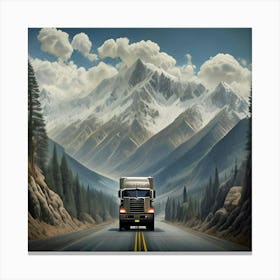 Truck Driving In The Mountains Canvas Print