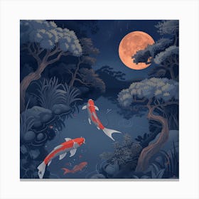 Koi Fish In The Pond Canvas Print