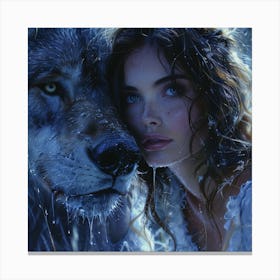 Wolf And Girl Canvas Print