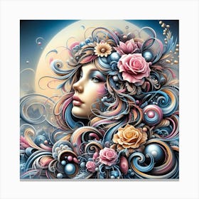 Girl With Flowers In Her Hair 2 Canvas Print