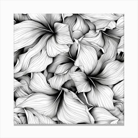 Black And White Floral Pattern Canvas Print