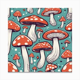 Seamless Pattern Of Mushrooms 3 Canvas Print