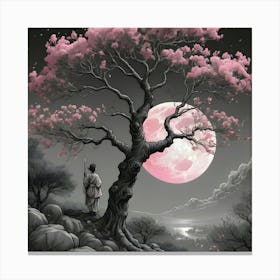 Cherry Blossom Tree with girl Canvas Print